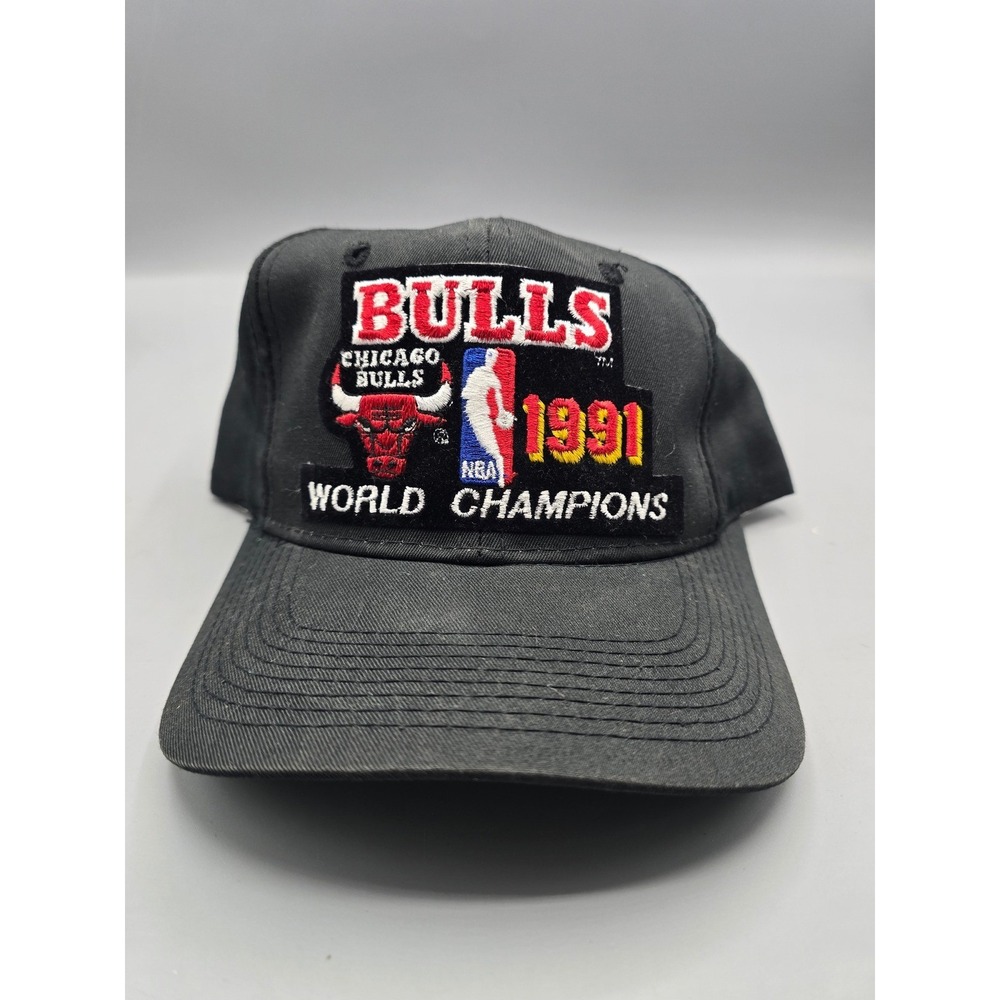 Vintage Chicago Bulls 1991 World Champions Snapback Hat Sports Specialties Black